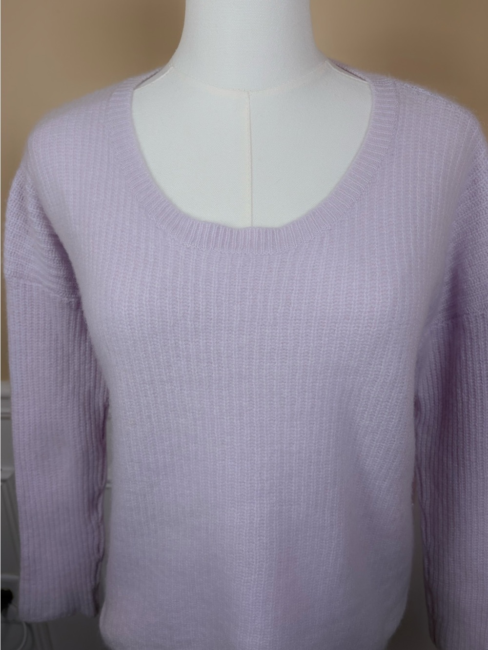 Joie Pastel Lilac Scoop Neck Ribbed Sweater